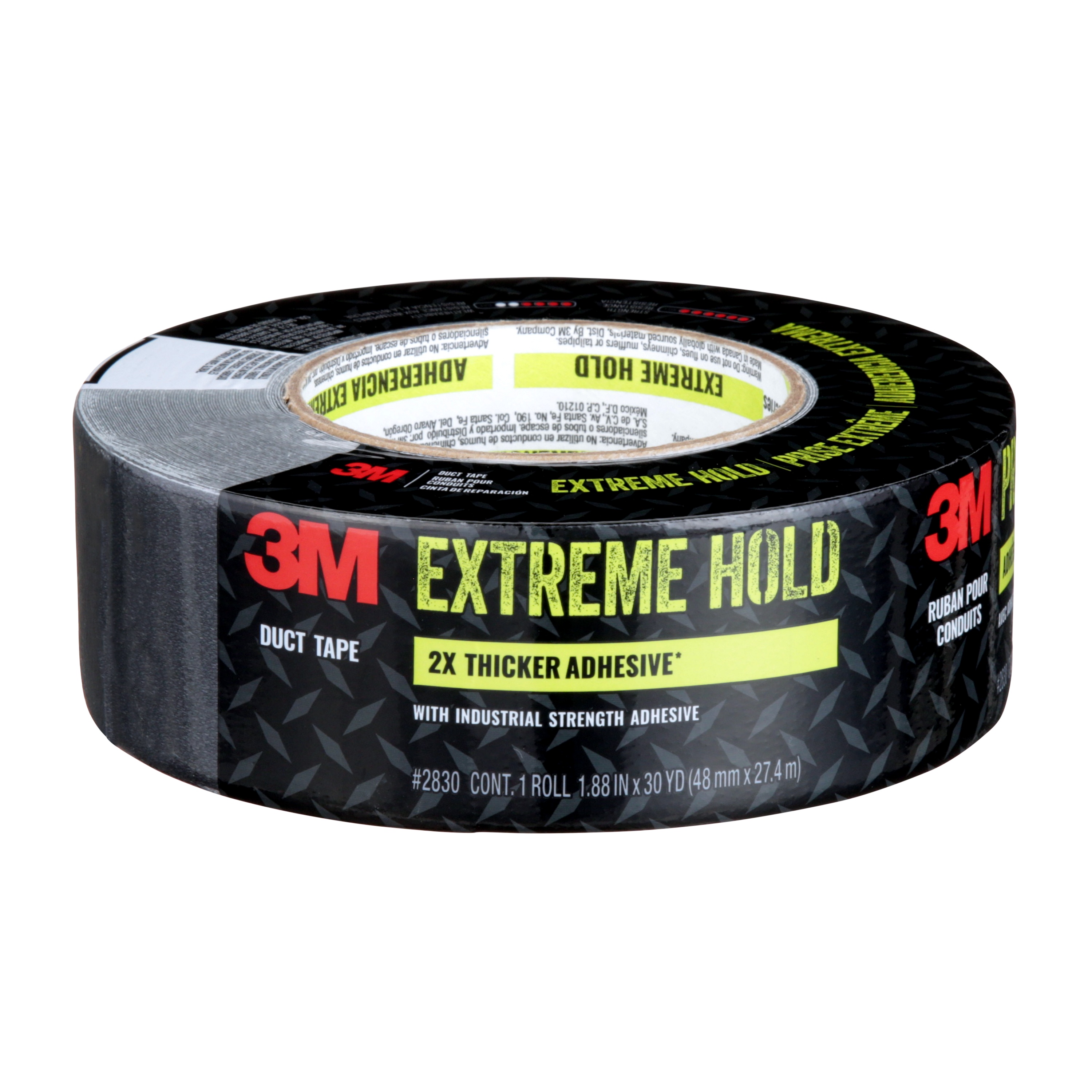 3M Extreme Hold Duct Tape 2830-B, Black, 1.88 in x 30 yd (48 mm x 27.4 m), 9 Rolls/Caisse