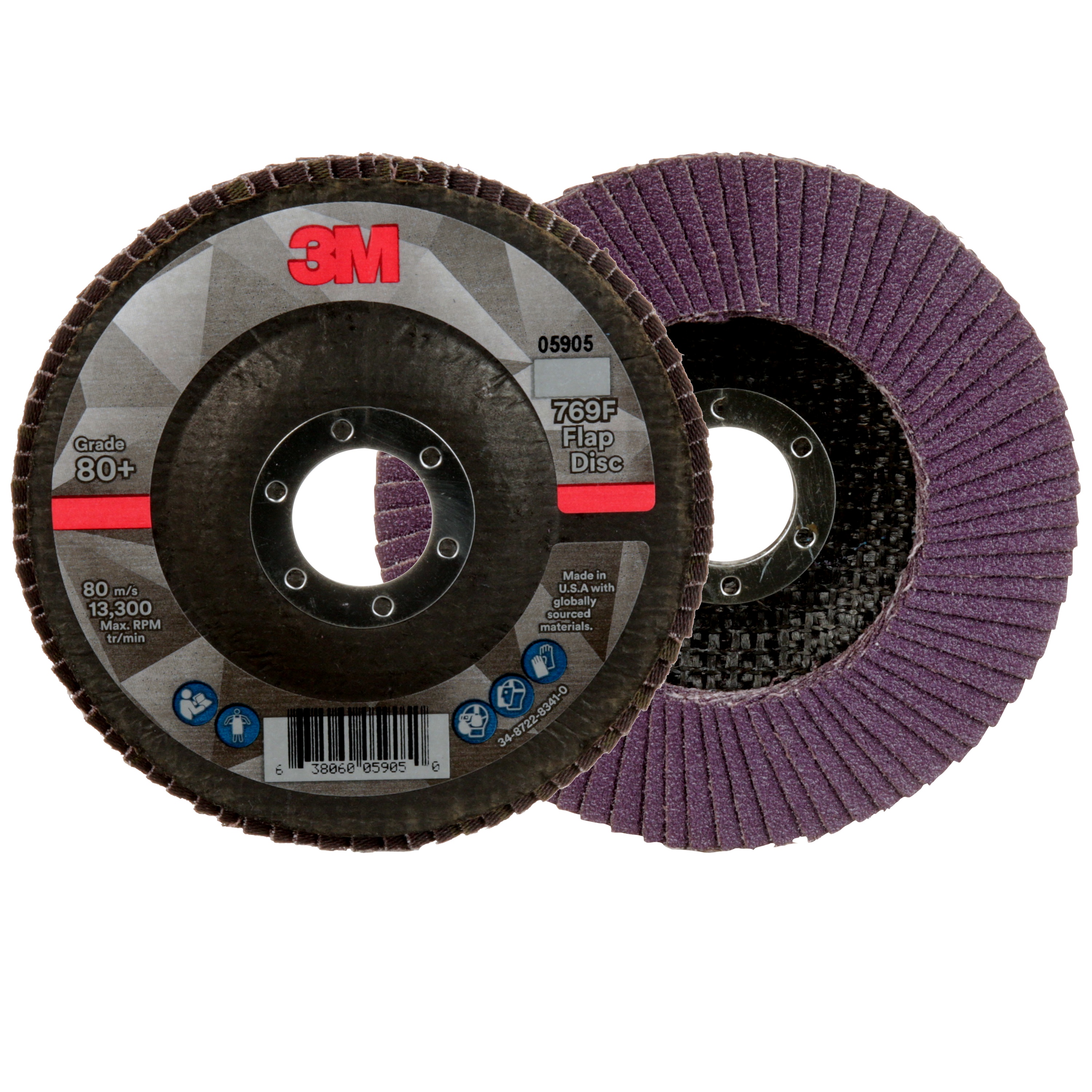 Disque à lamelles 3M(MC), 769F, fixation de type 27, 80+, 114,3 x 22,2 mm (4 1/2 x 7/8 po)
