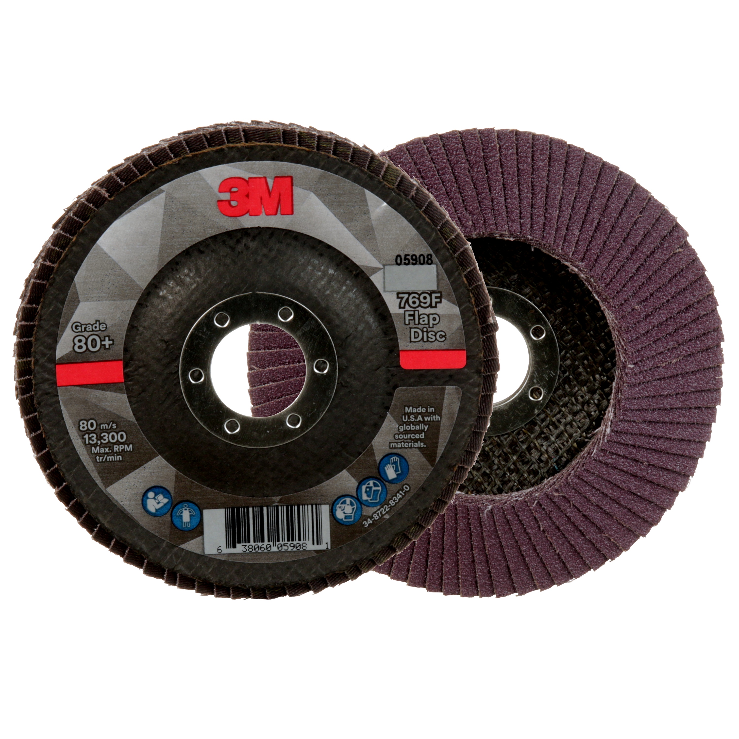 Disque à lamelles 3M(MC), 769F, fixation de type 29, 80+, 114,3 x 22,2 mm (4 1/2 x 7/8 po)