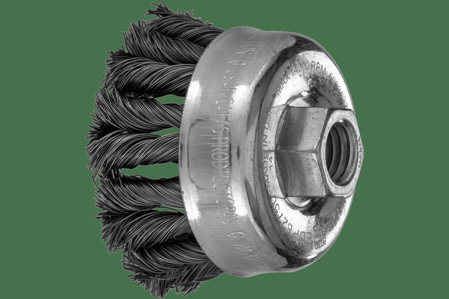 PFERD TOOLS COMBITWIST Brosse boisseau à fils torsadés PSF 2-3/4" Diam. .014 CS 5/8-11" Filetage Détail