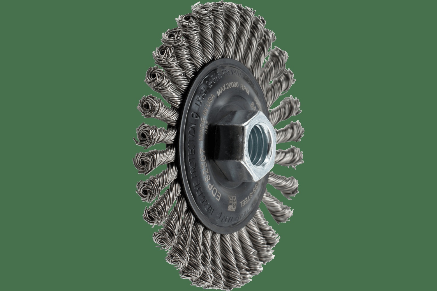 PFERD TOOLS Brosse circulaire Stringer Bead 4" Diam. .020 Acier inoxydable 5/8-11" Filetage .023 Détail