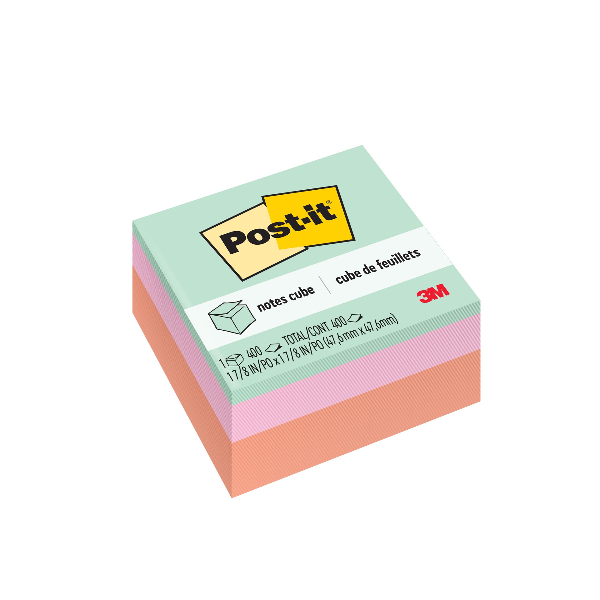 Cube de feuillets Post-it® 2051-PAS, 47,6 mm x 47,6 mm (1 7/8 po x 1 7/8 po)