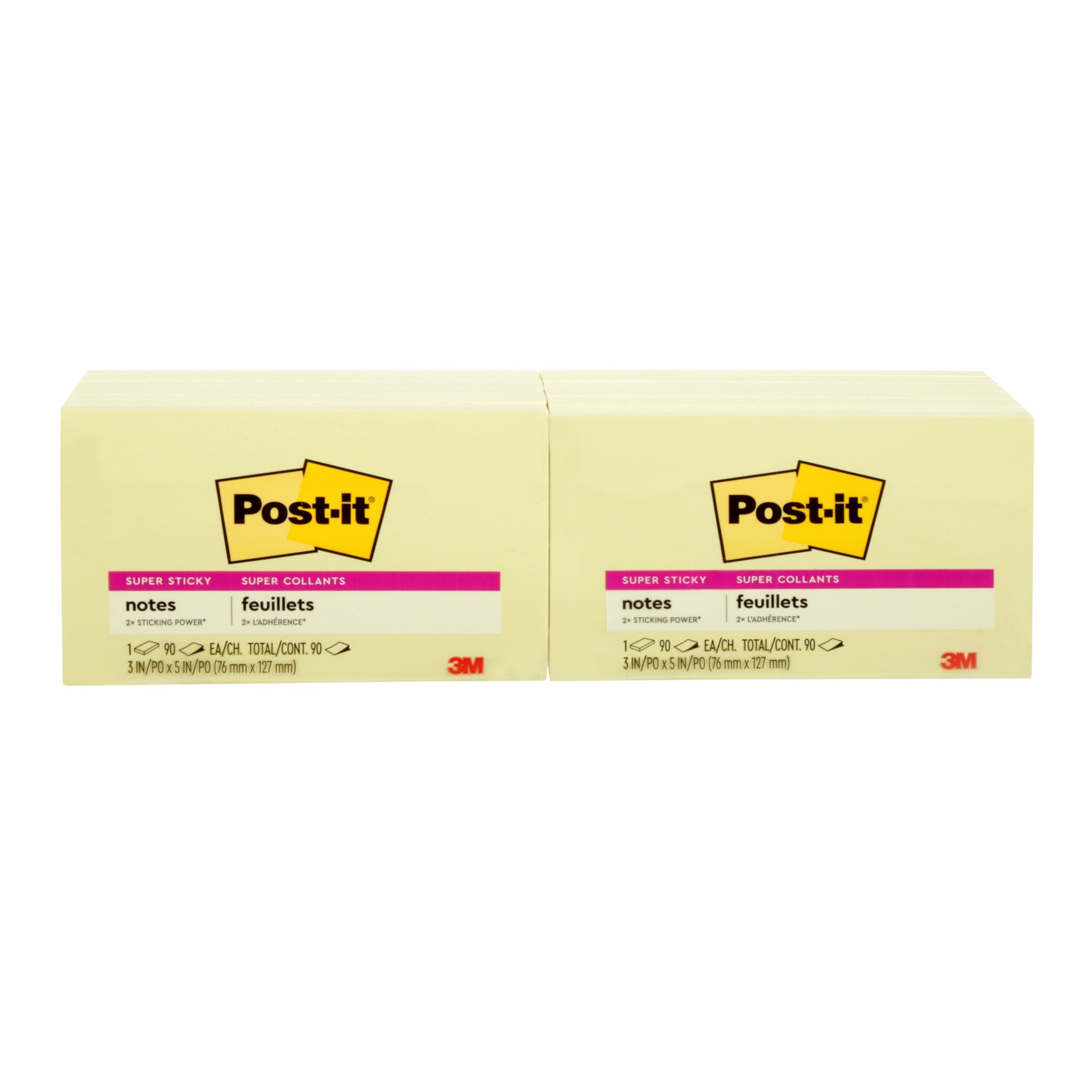 Post-it® Super Sticky Notes 655-SSCY-C, Canary Yellow, 3 in x 5 in (76 mm x 127 mm), 1 Pad/Pack, 90 Sheets/Pad