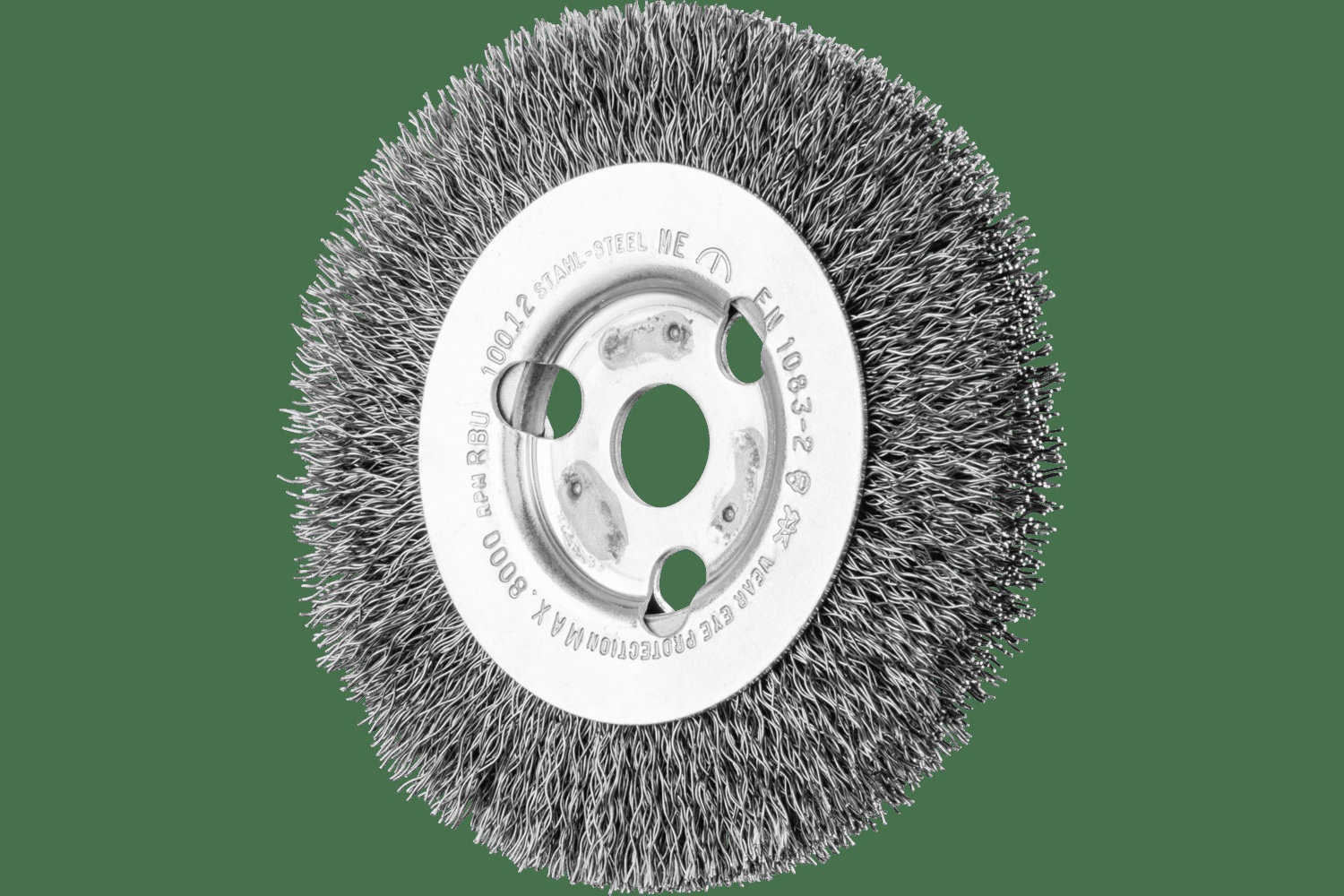 PFERD TOOLS Brosse circulaire à fils ondulés 4" Diam. Face étroite .012 Acier au carbone 3/8-1/2" Alésage