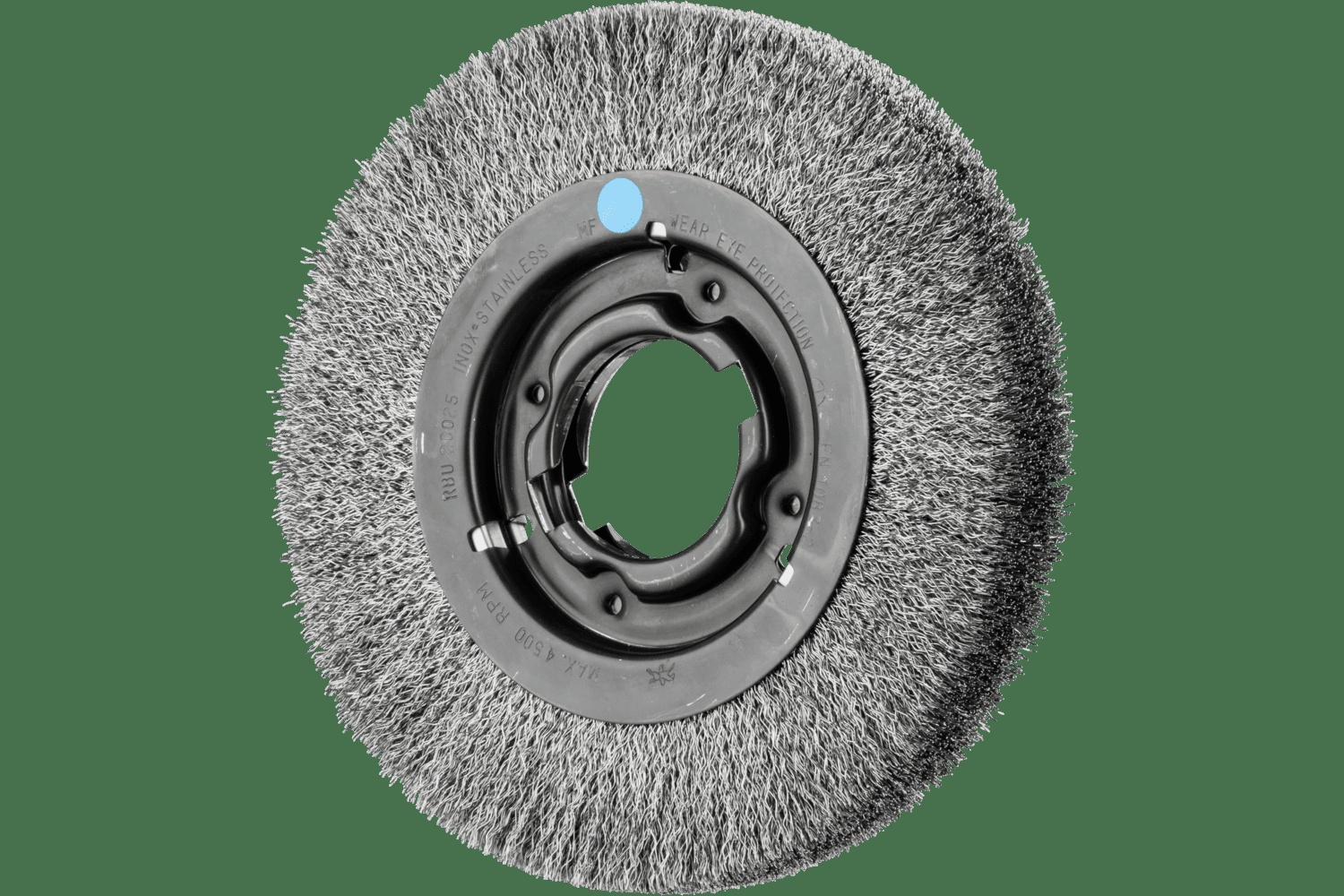 PFERD TOOLS Brosse circulaire à fils ondulés 8" Diam. Face moyenne .012 Acier inoxydable 2" Alésage à rainure de clavette