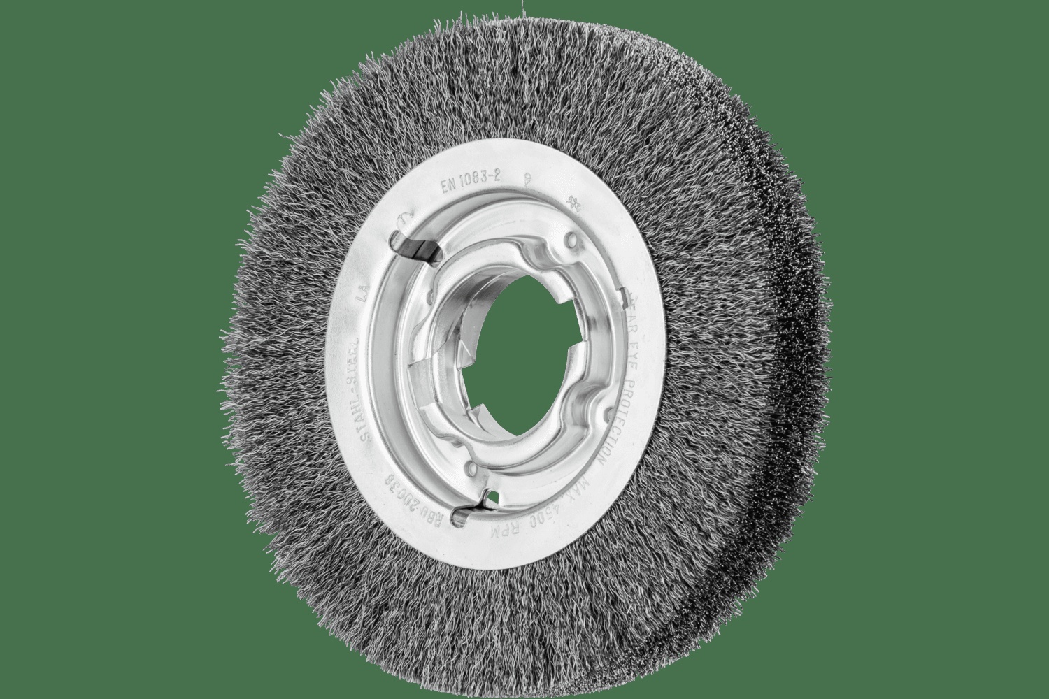PFERD TOOLS Brosse circulaire à fils ondulés 8" Diam. Face large .012 Acier au carbone 2" Alésage à rainure de clavette