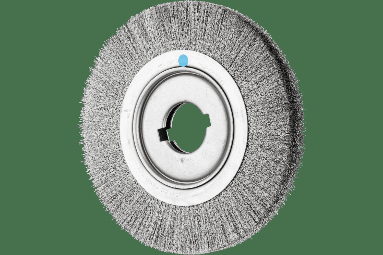 PFERD TOOLS Brosse circulaire à fils ondulés 10" Diam. Face moyenne .012 Acier inoxydable 2" Alésage à rainure de clavette
