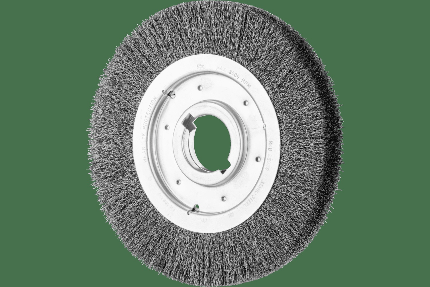 PFERD TOOLS Brosse circulaire à fils ondulés 10" Diam. Face moyenne .012 Acier au carbone 2" Alésage à rainure de clavette