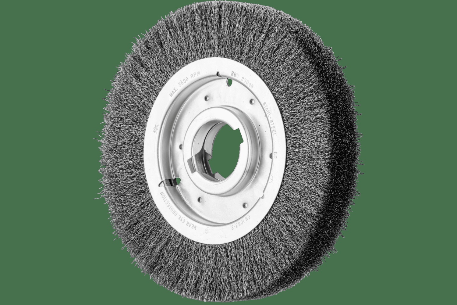 PFERD TOOLS Brosse circulaire à fils ondulés 10" Diam. Face large .012 Acier au carbone 2" Alésage à rainure de clavette