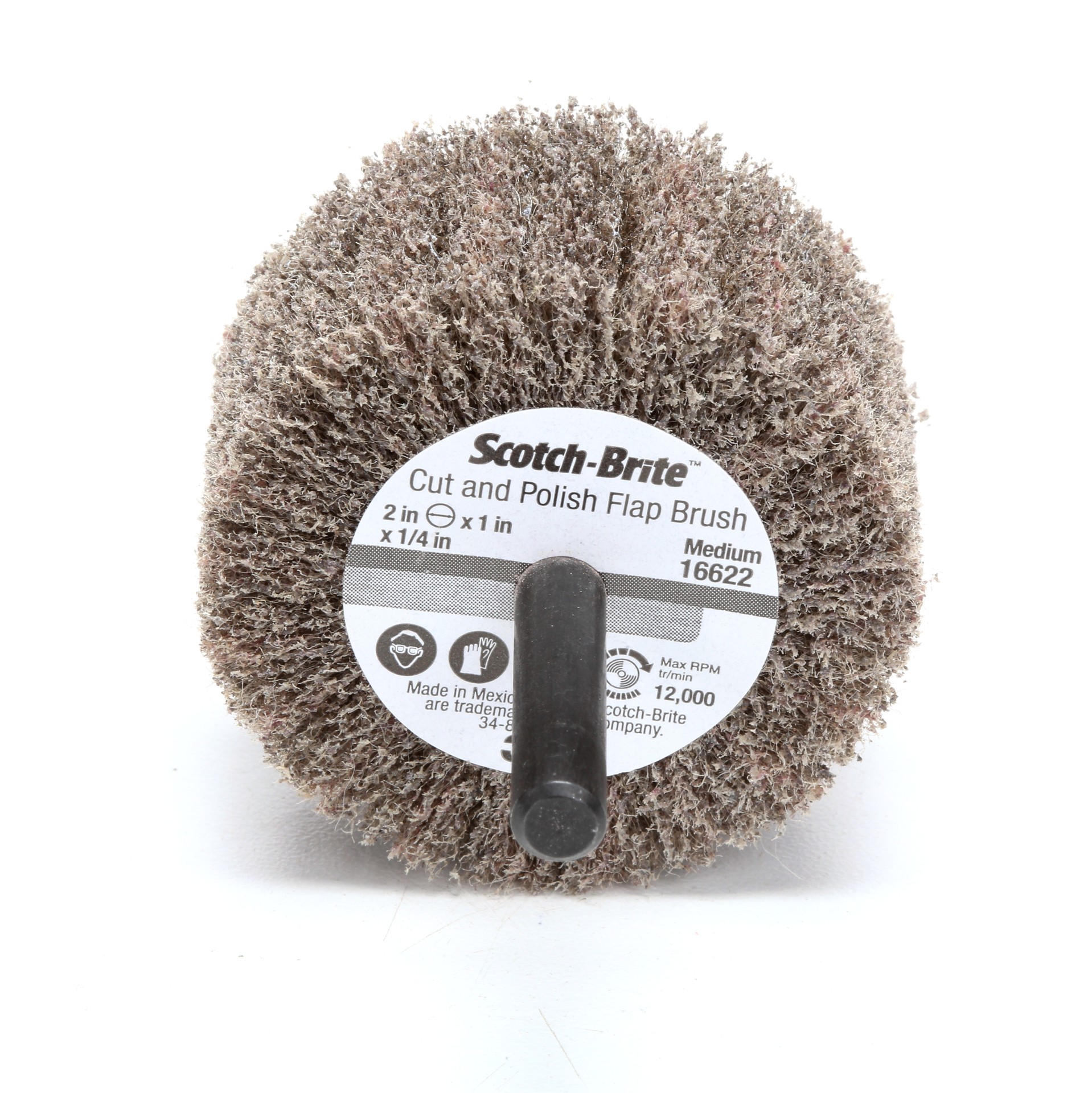 Scotch-Brite™ Cut and Polish Flap Brush, CP-FB, MED, 12 in x 2 in x 5 in (30.48 cm x 5.08 cm x 12.7 cm)