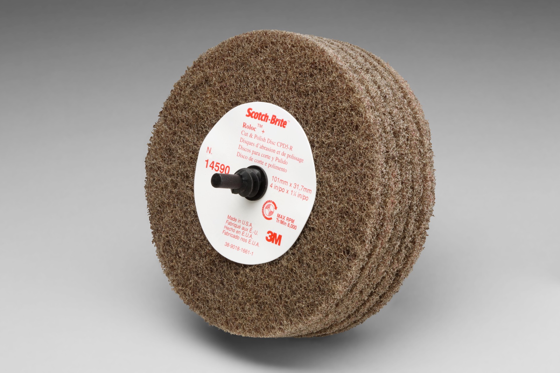 Disque pour l’abrasion et le polissage Roloc(MC) Scotch-Brite(MC), MOYEN, 10,16 x 3,18 cm (4 x 1 1/4 po)
