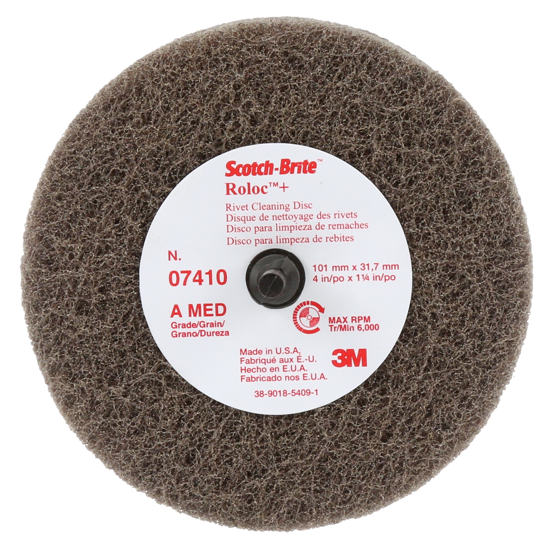 Disque de nettoyage pour rivets Scotch-Brite(MC), MOYEN, 10,16 x 3,18 cm (4 x 1 1/4 po)