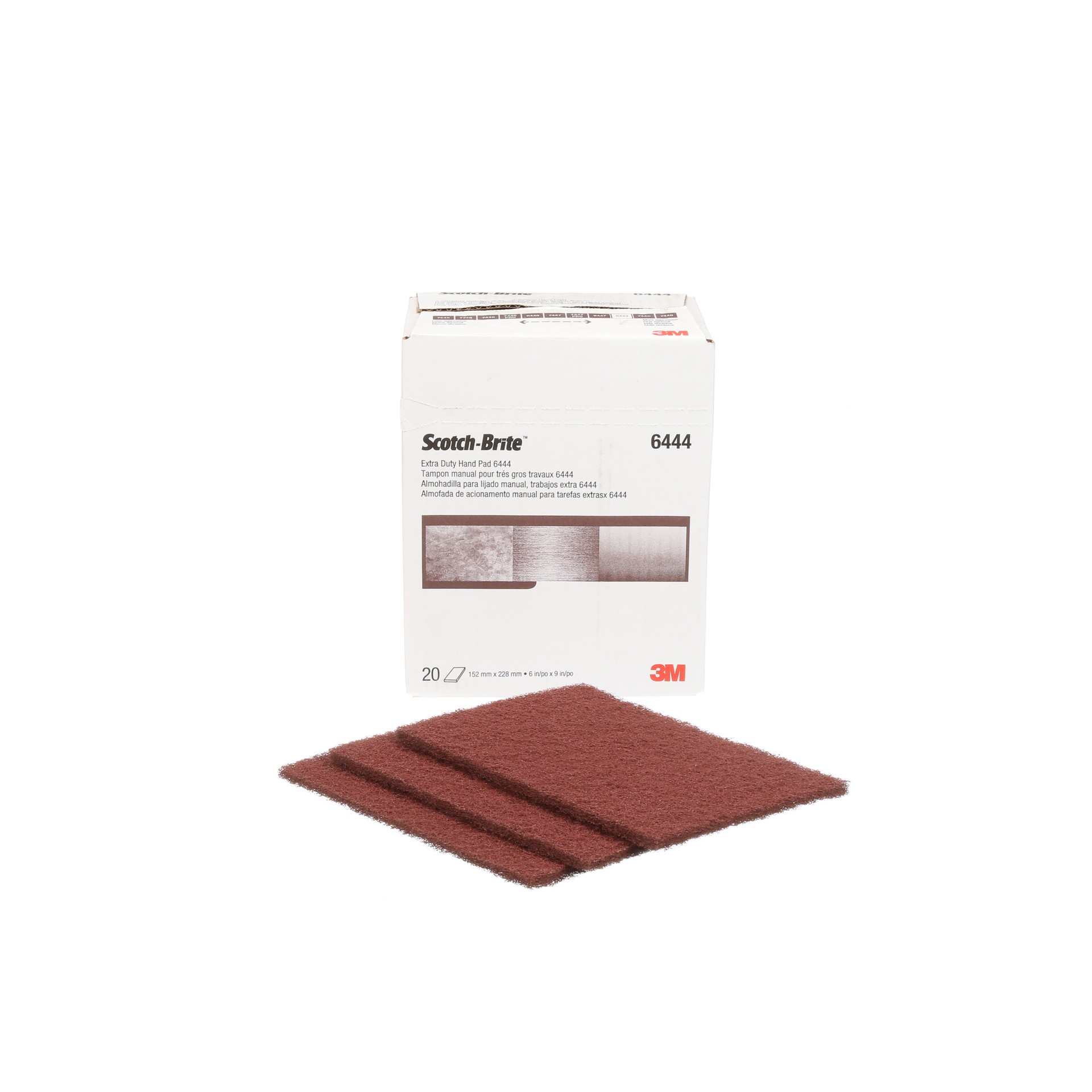 Tampon manuel pour très gros travaux Scotch-Brite(MC), 6444, 22,86 x 15,24 cm (9 x 6 po), 20 tampons/boîte