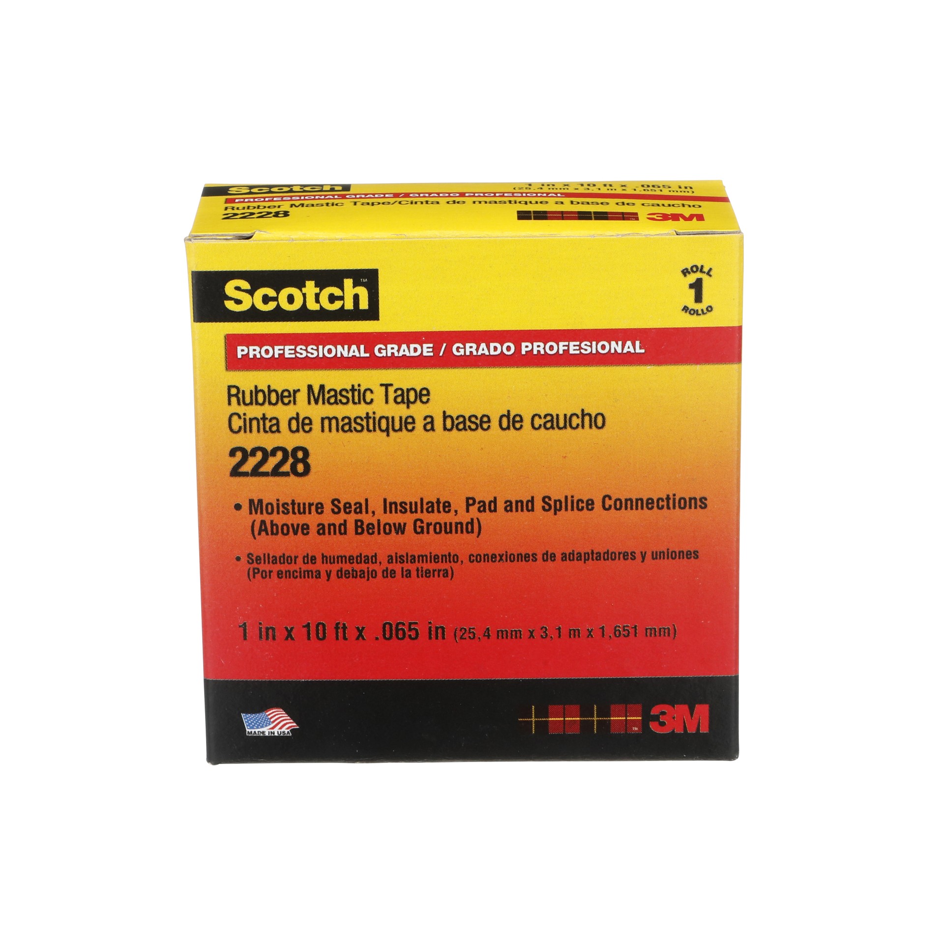 Ruban en mastic de caoutchouc Scotch®, 2228, noir, 1,65 mm (65 mil), 25,4 mm x 3,1 m (1 po x 10 pi)