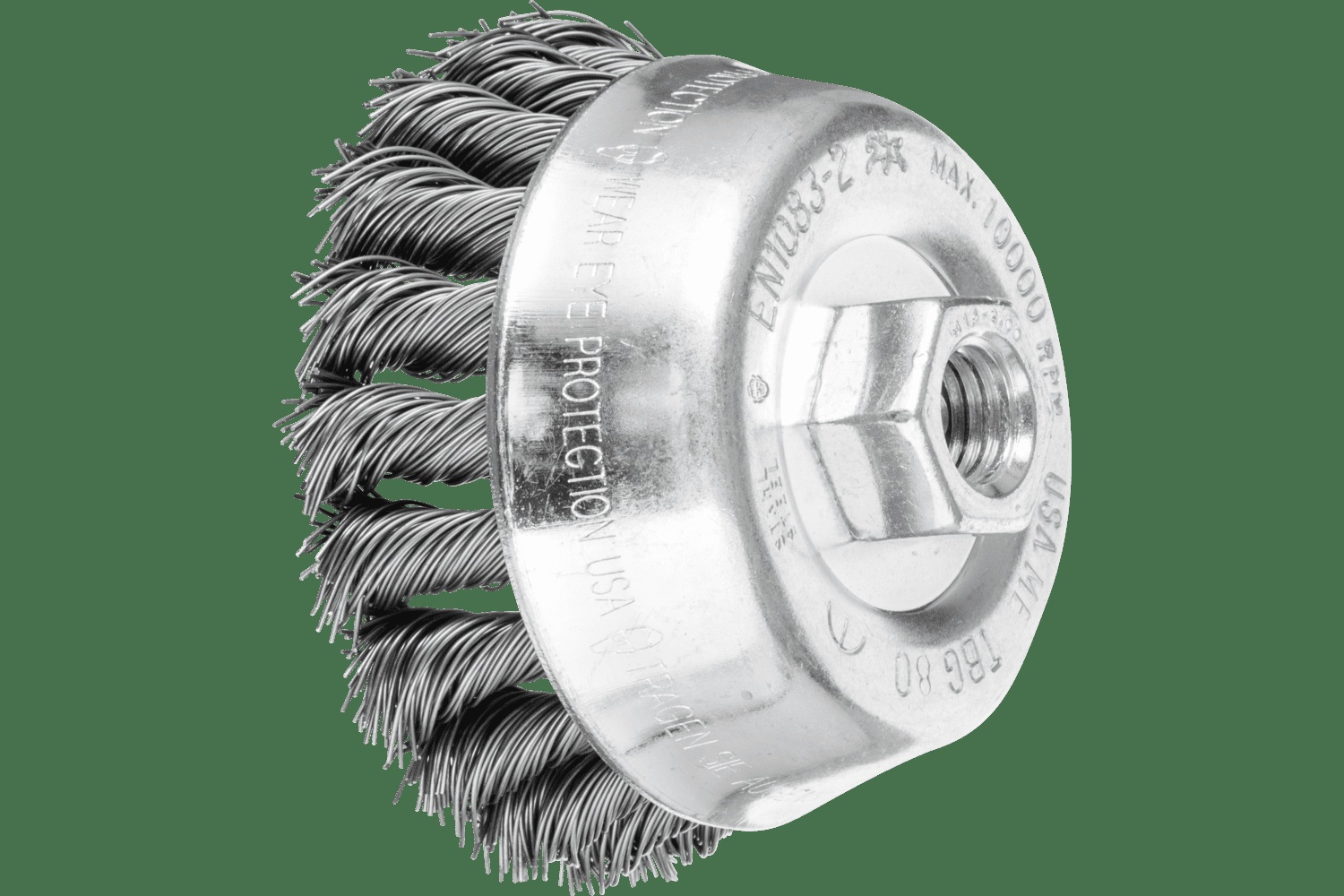 PFERD TOOLS COMBITWIST Brosse boisseau à fils torsadés 3-1/2" Diam. .014 Acier au carbone 5/8-11" Filetage